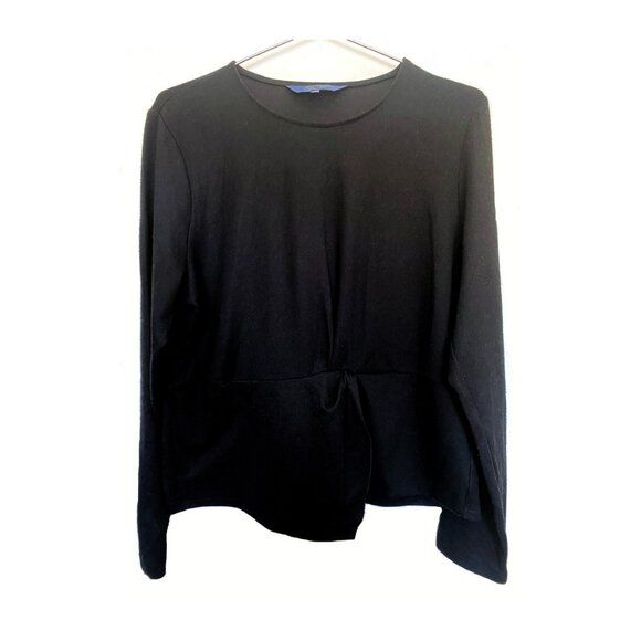 Rachel Roy Women Val Knot Front Crew Neck Long Sleeve Top Black XL - Picture 3 of 5